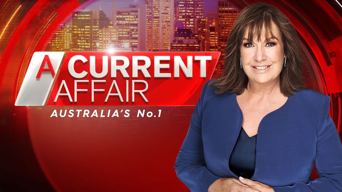The A Current Affair logo on a back background