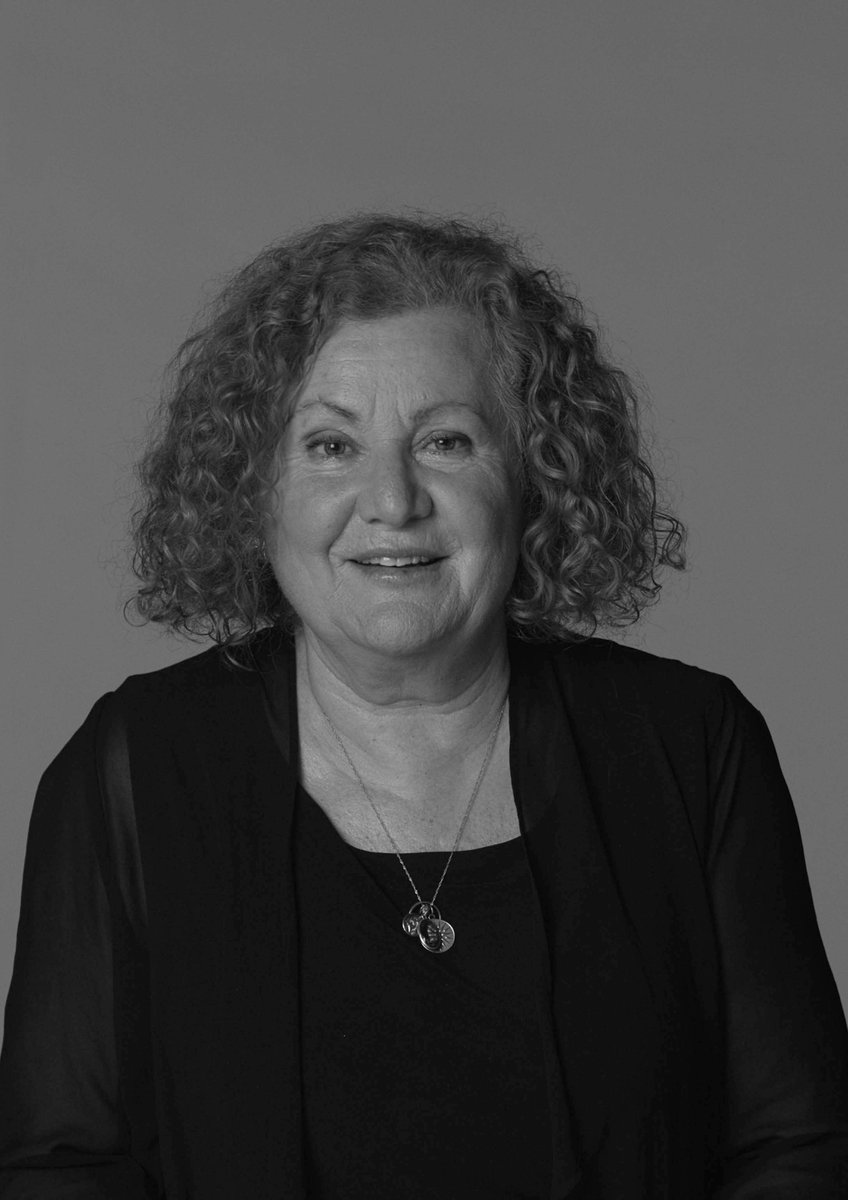 A black and white portrait of producer Nadia Tass