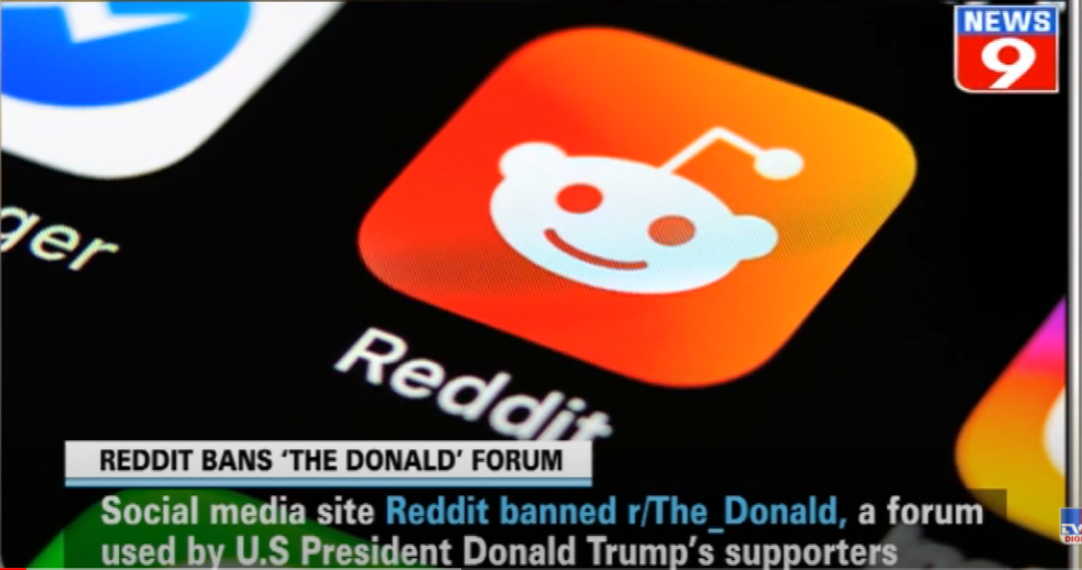 A still frame of the Reddit app from which r/thedonald was banned.